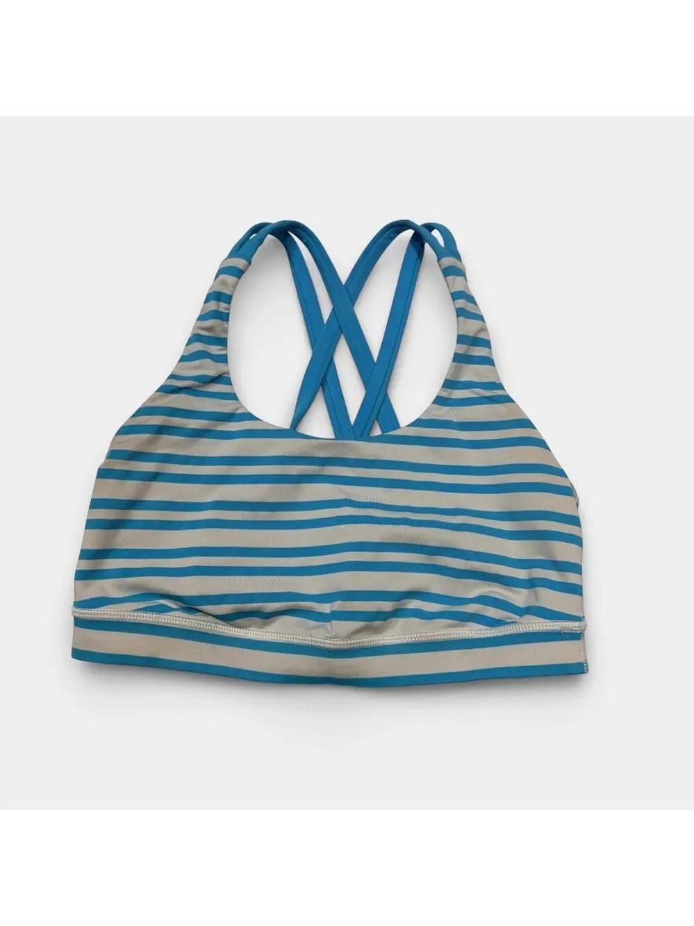 LULULEMON Energy Bra Twin Stripe Spry Blue Sports Bra, Athletic Bra, Sz 6 - Picture 2 of 13